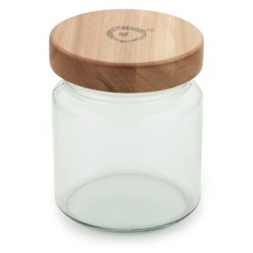 Pote Vidro Largo com Tampa Madeira 1L - Origin  