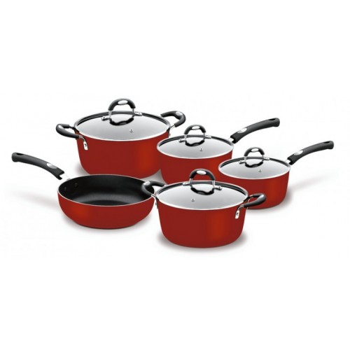 Conjunto de Panelas Alumínio Antiaderente Mônaco - Vermelha 5 Peças - Tramontina