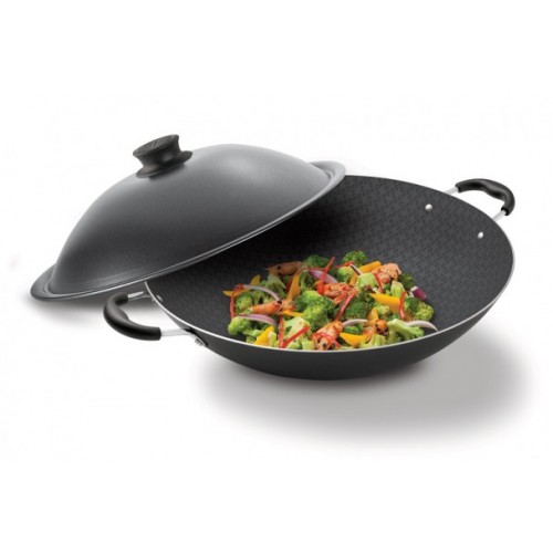 Panela Wok  Antiaderente 36cm Grafite com Tampa - Tramontina