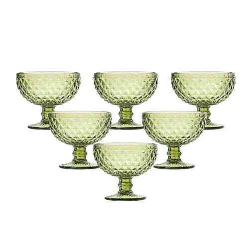 Jogo de 6 taças de sobremesa Bico de Abacaxi Verde