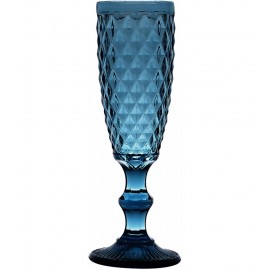 Conjunto 6 Taças para Champanhe Bico de Abacaxi Azul Vidro