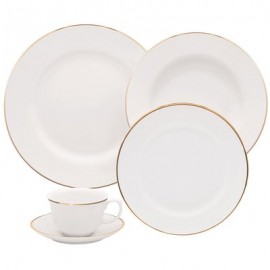 Aparelho de Jantar Porcelanas 30 Peças Borda Dourada  Flamingo Sofia - Oxford